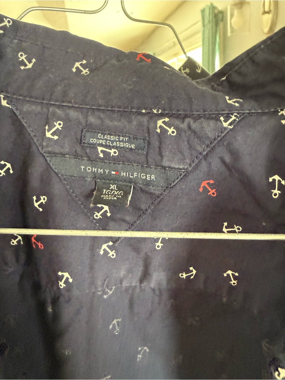 Tommy Hilfiger Navy Shirt with White and Red Anchor Print